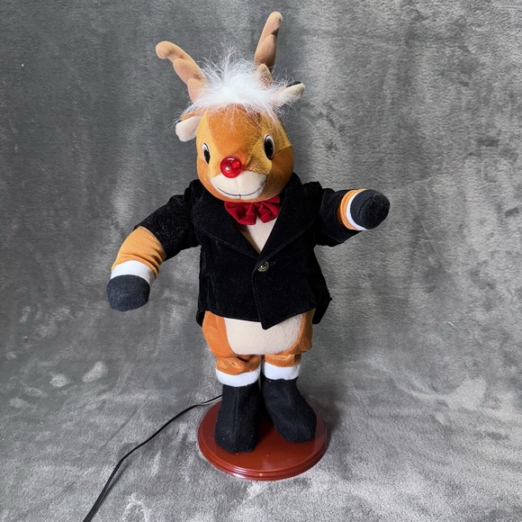 Vintage 1977 Christmas Dancing Musical‎ Rudolph Red Nosed Reindeer Tested Works - Picture 1 of 8